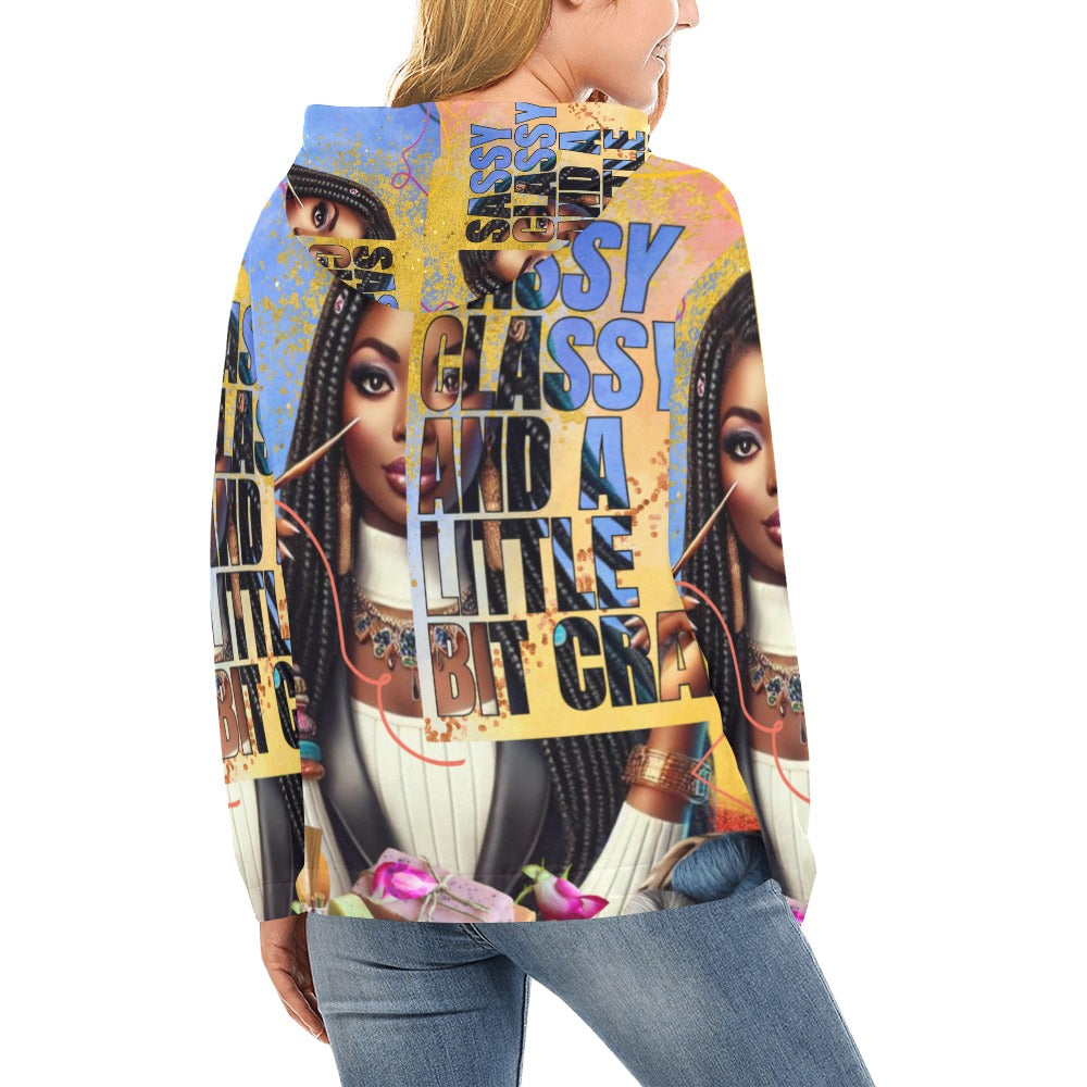 Sassy Classy and Crafty All Over Print Hoodie for Women