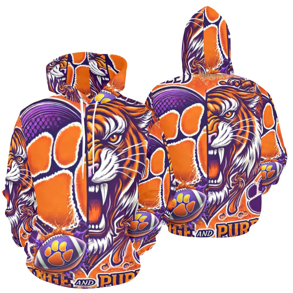 Clemson Bleed Orange and Purple All Over Print Hoodie for Men (USA Size)