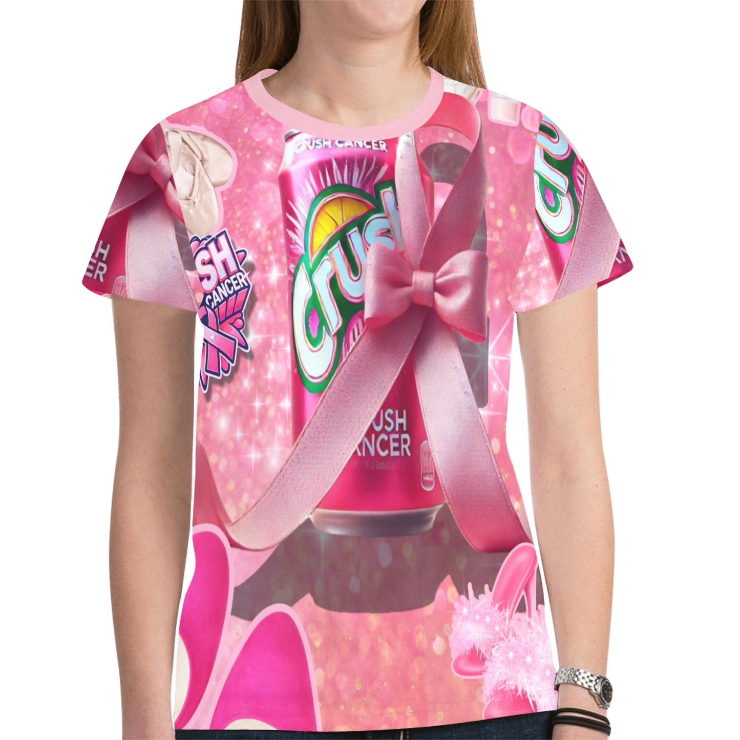Breast Cancer Awareness New All Over Print T-shirt for Women