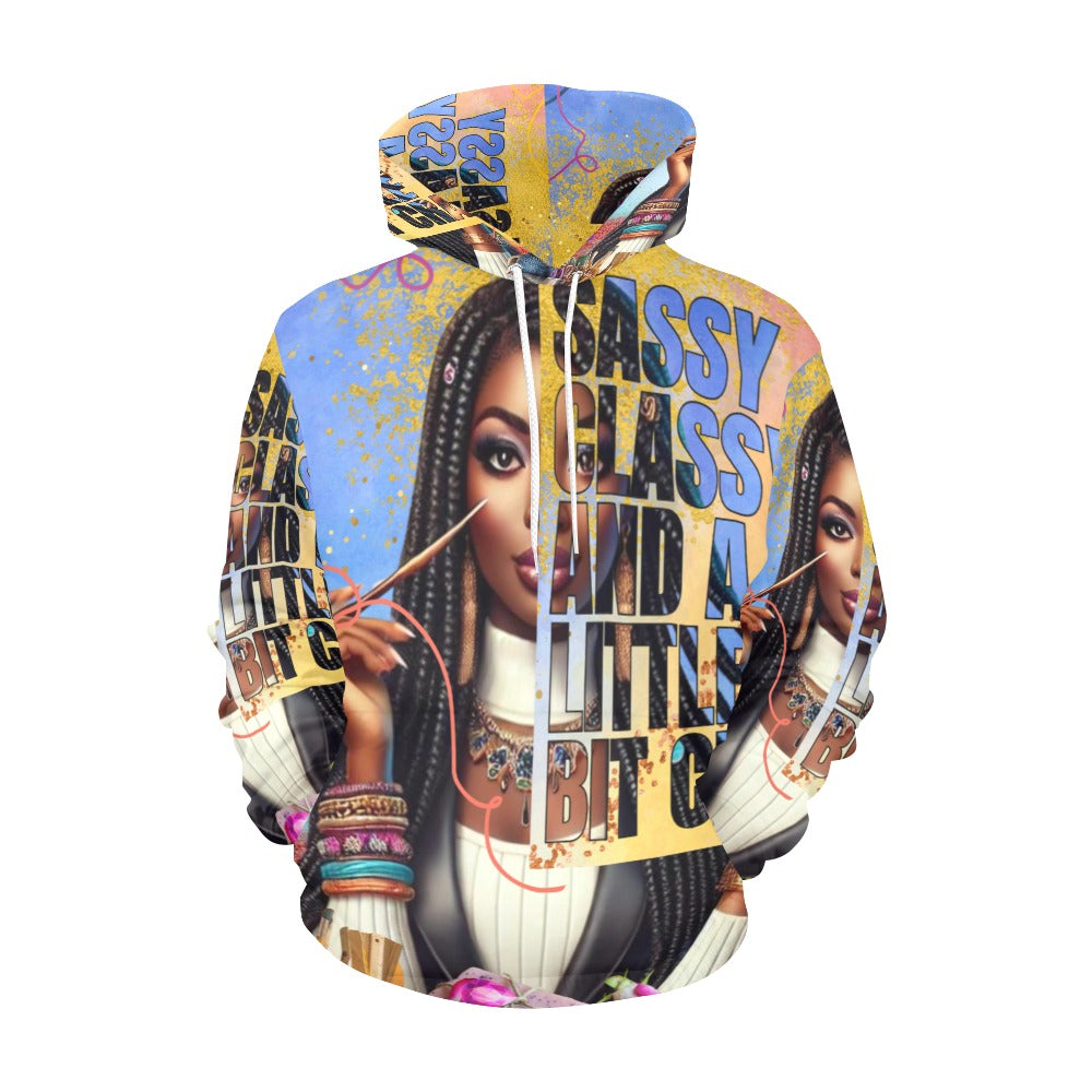 Sassy Classy and Crafty All Over Print Hoodie for Women