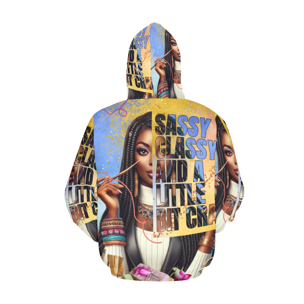 Sassy Classy and Crafty All Over Print Hoodie for Women