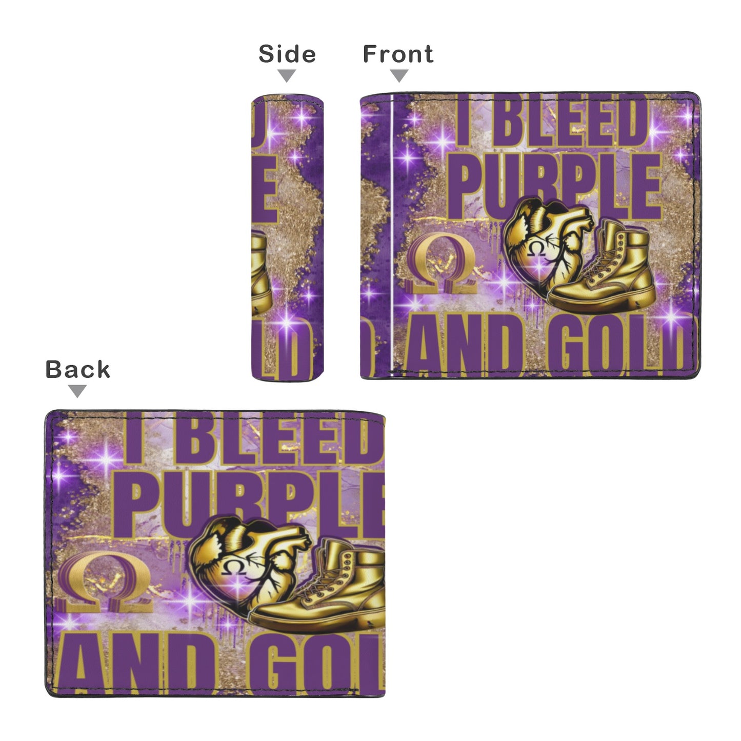 I BLEED Purple and Gold wallet Men's Bifold Wallet