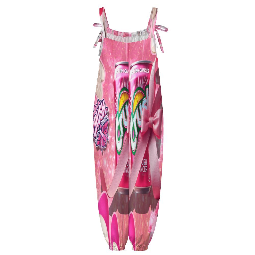 Breast Cancer Awareness Baggy Suspender Jumpsuit with suspender