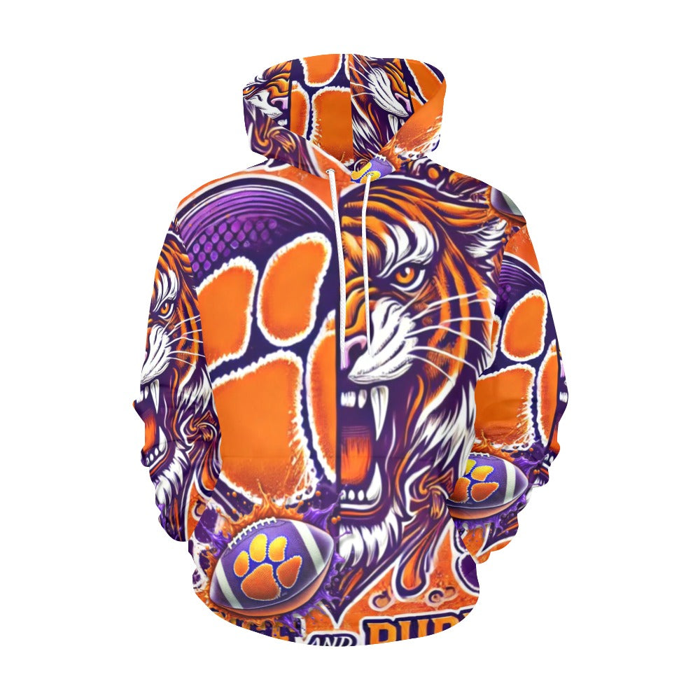 Clemson Bleed Orange and Purple All Over Print Hoodie for Men (USA Size)