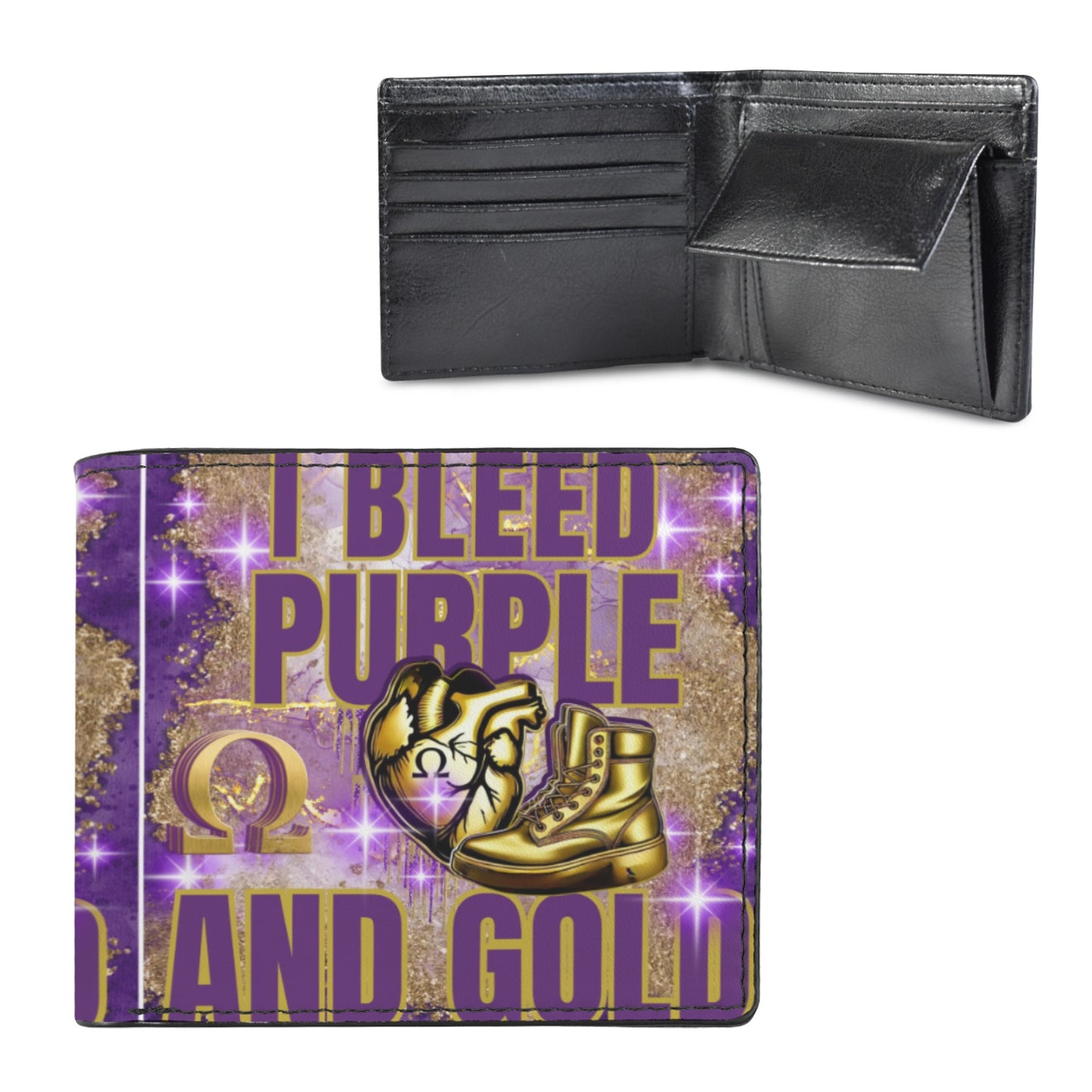 I BLEED Purple and Gold wallet Men's Bifold Wallet