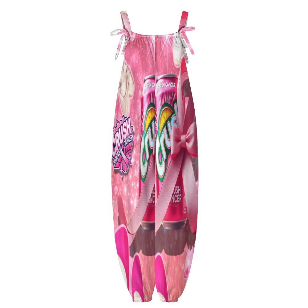 Breast Cancer Awareness Baggy Suspender Jumpsuit with suspender