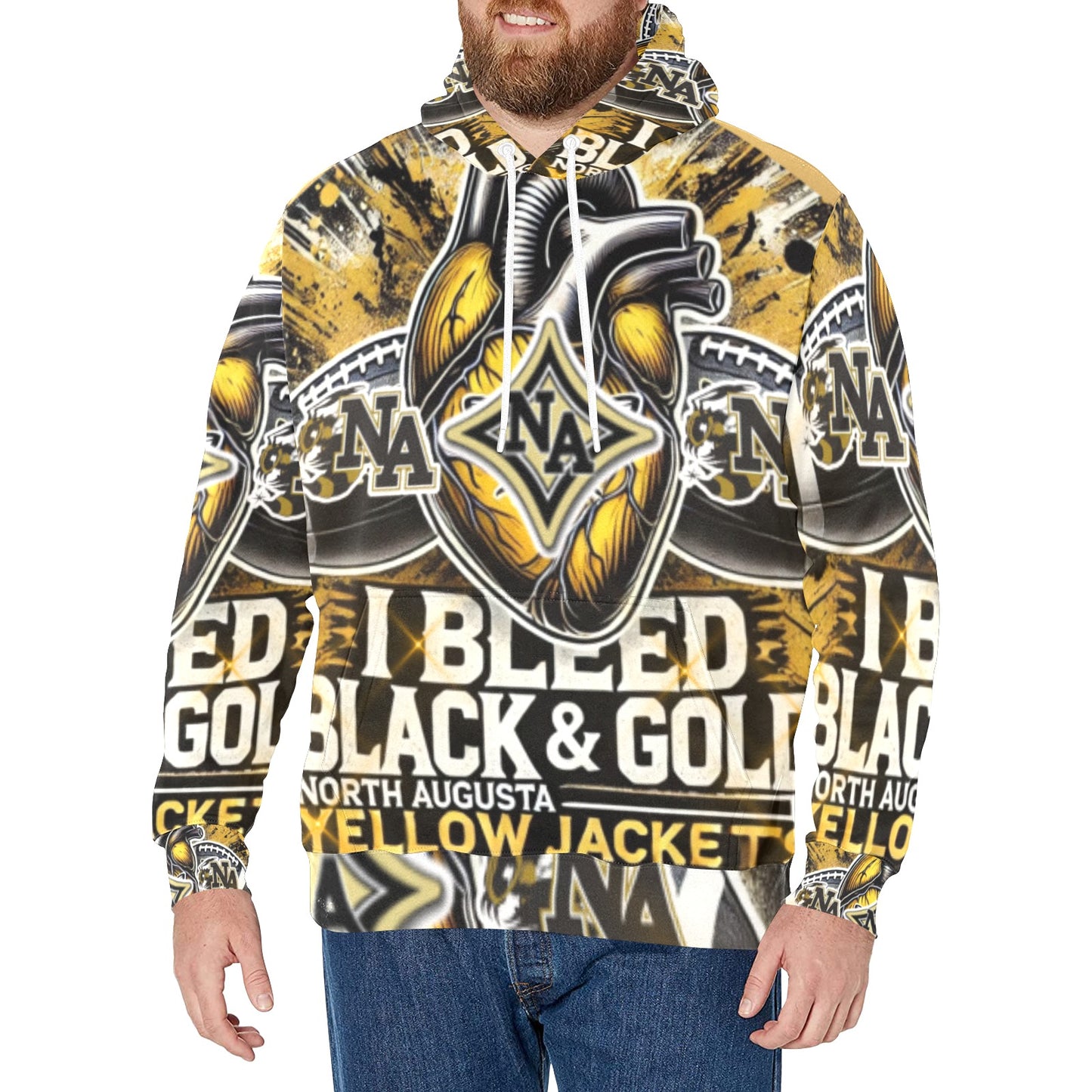 North Augusta Yellow Jackets Hoodie Men's Long Sleeve Fleece Hoodie