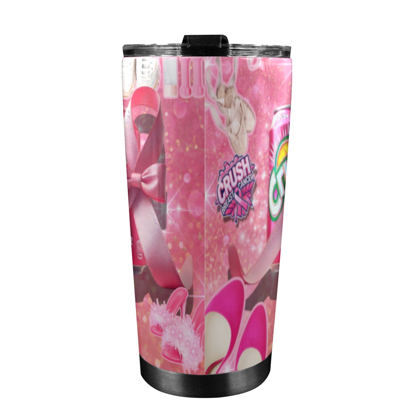 Breast Cancer Awareness thermal 20oz Mobile Tumbler with Lid (Black Lock)
