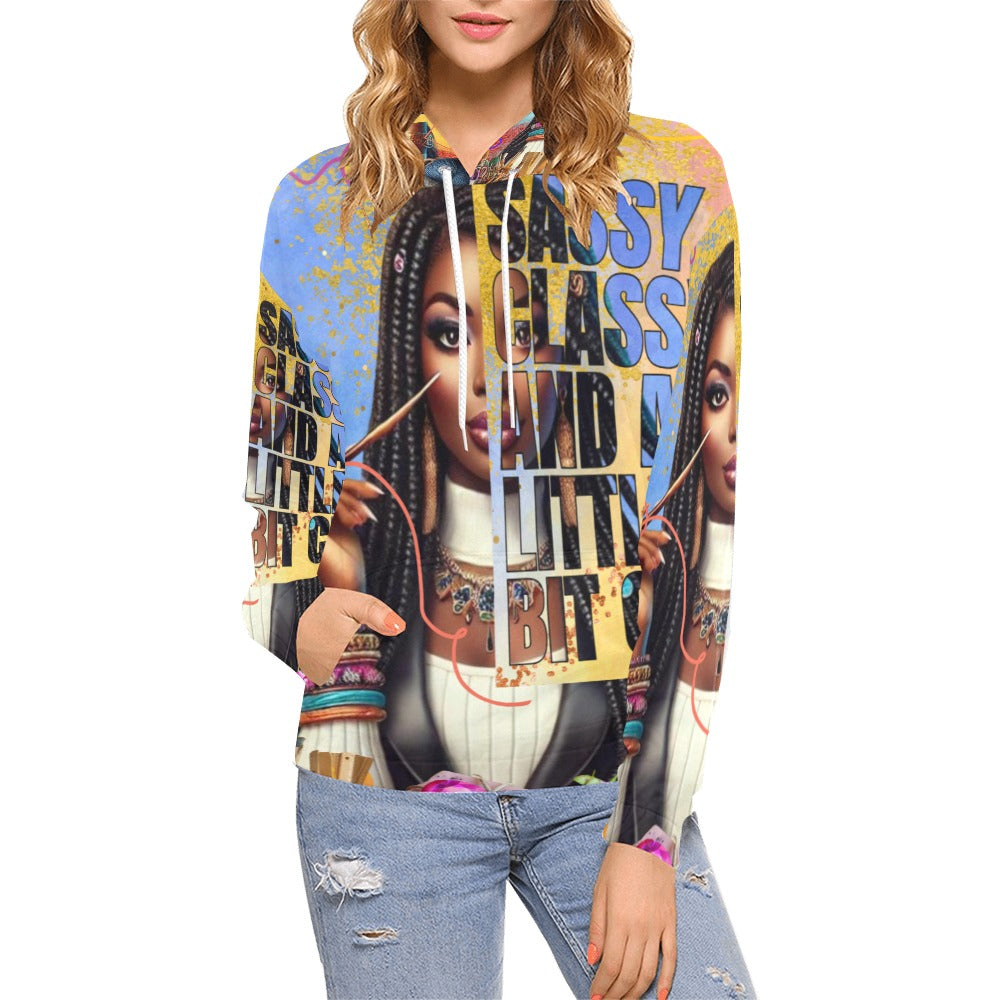 Sassy Classy and Crafty All Over Print Hoodie for Women