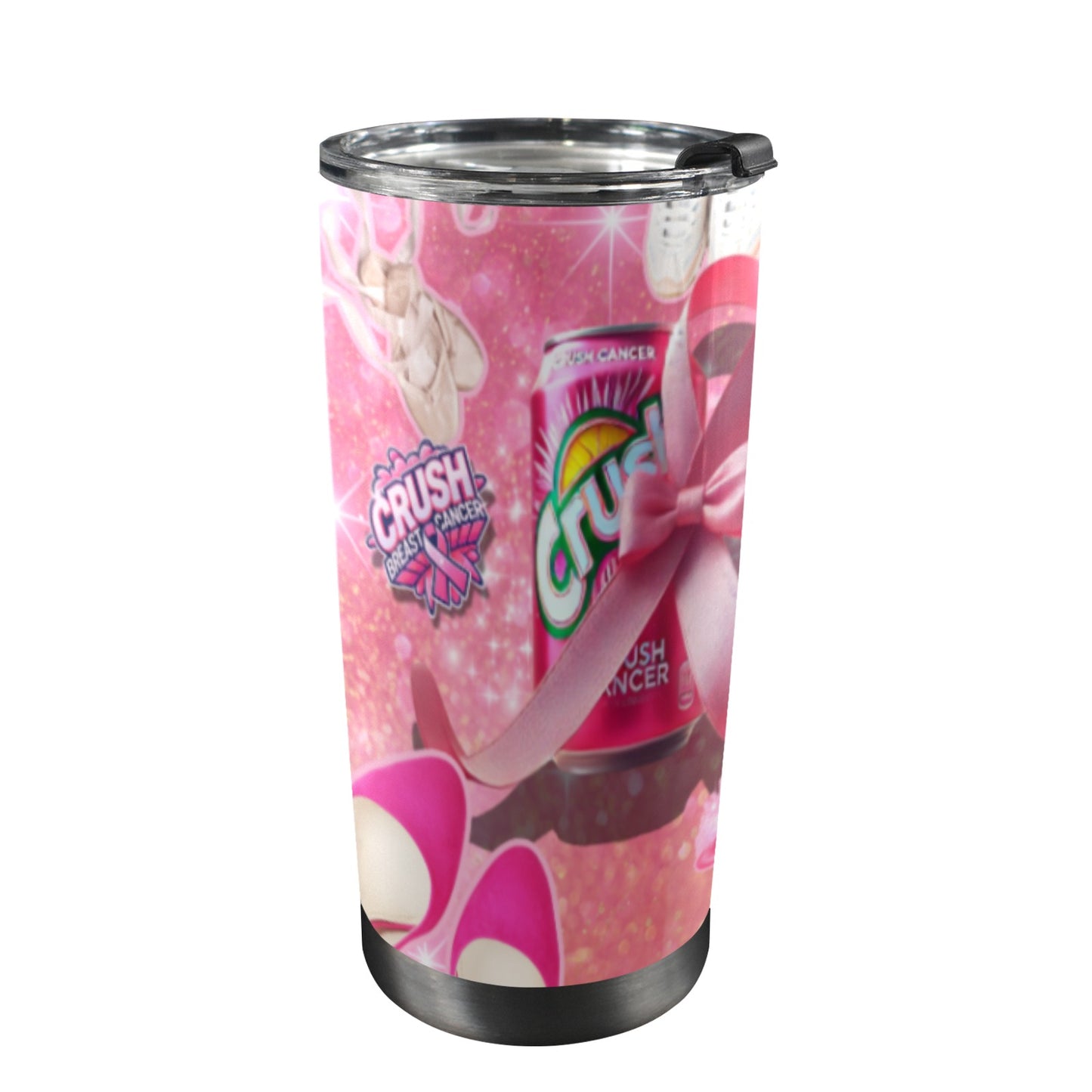 Breast Cancer Awareness thermal 20oz Mobile Tumbler with Lid (Black Lock)
