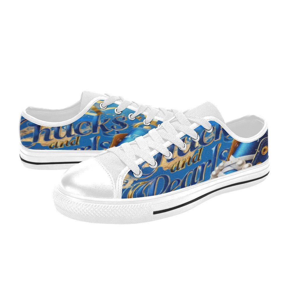 Blue and Gold Kamala Support shoes Women's Classic Canvas Shoes