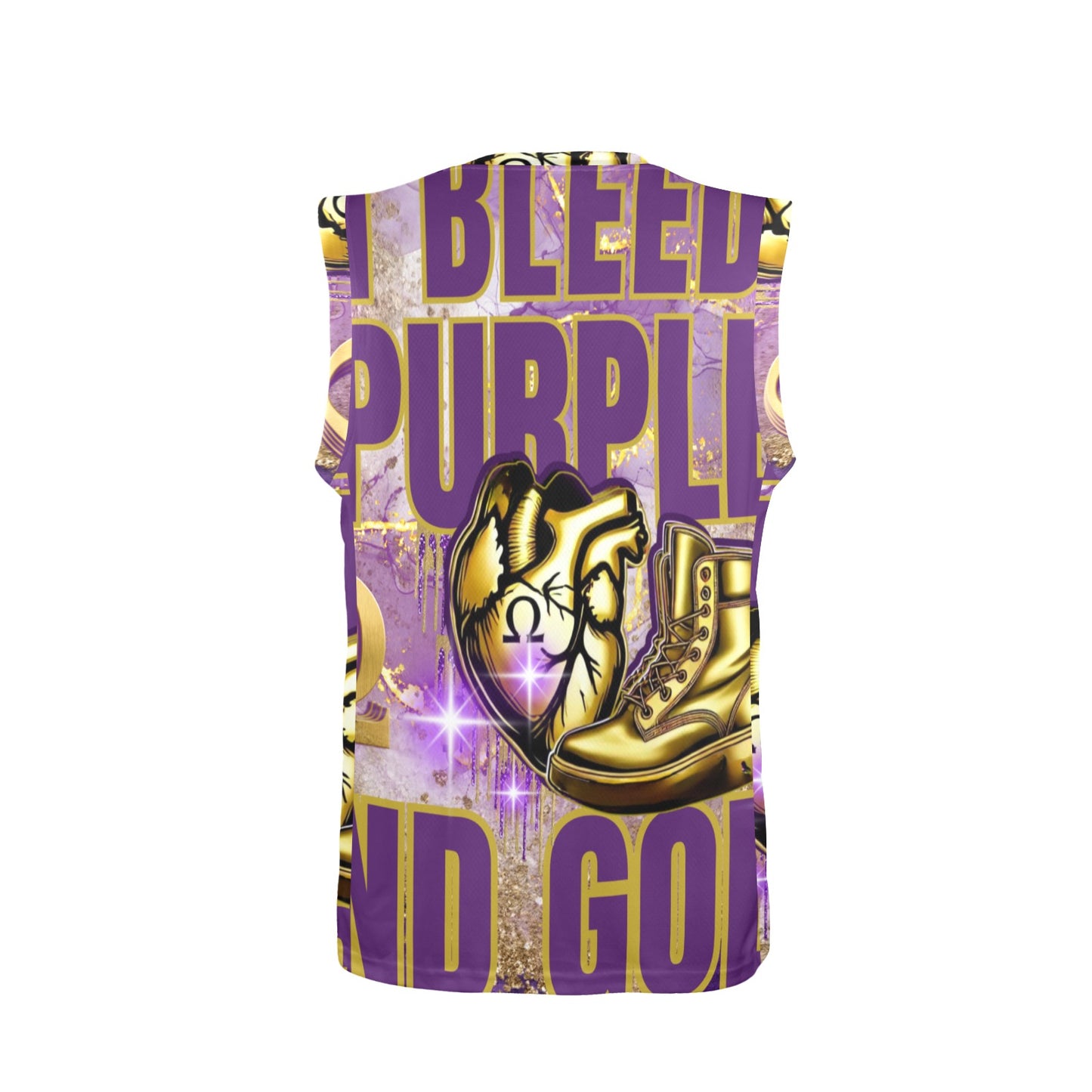 I BLEED Purple and Gold tank Men's V-Neck Basketball Jersey