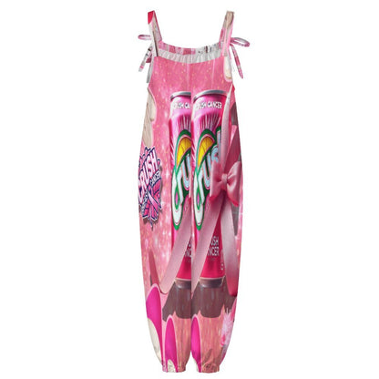 Breast Cancer Awareness Baggy Suspender Jumpsuit with suspender
