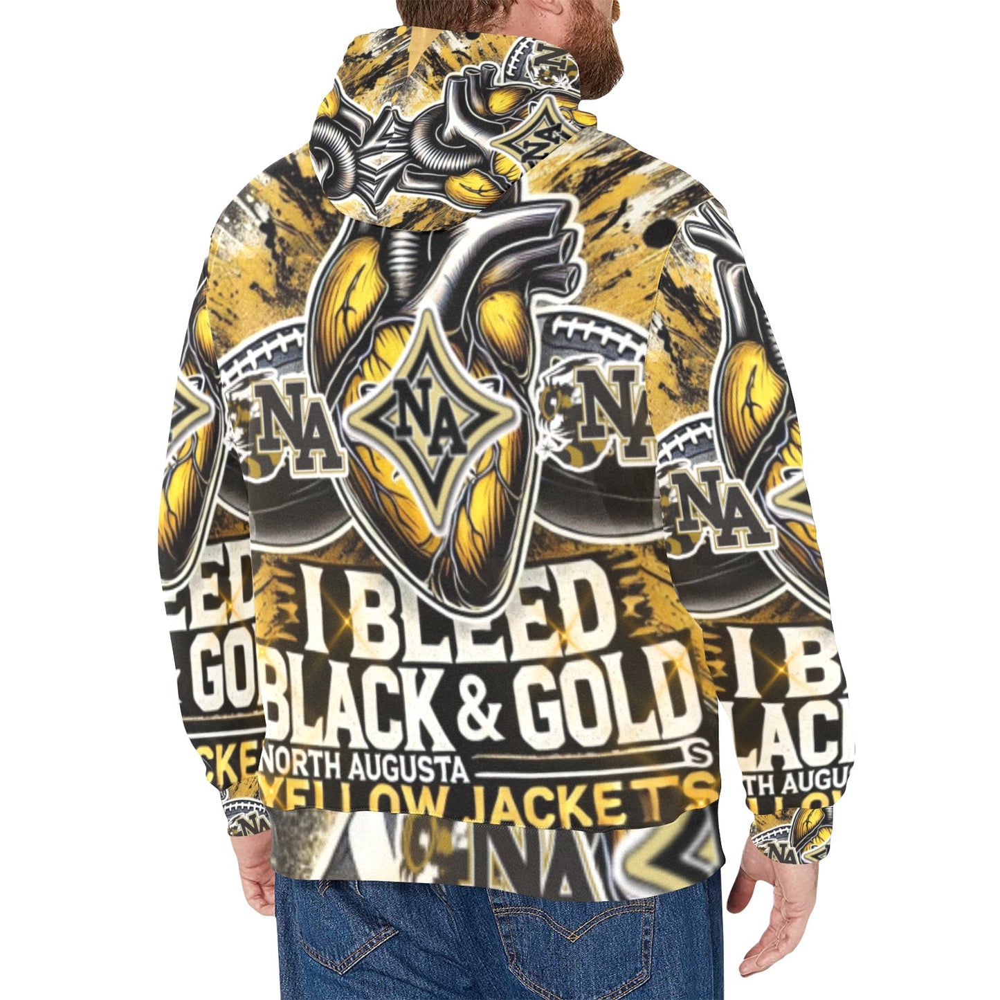 North Augusta Yellow Jackets Hoodie Men's Long Sleeve Fleece Hoodie