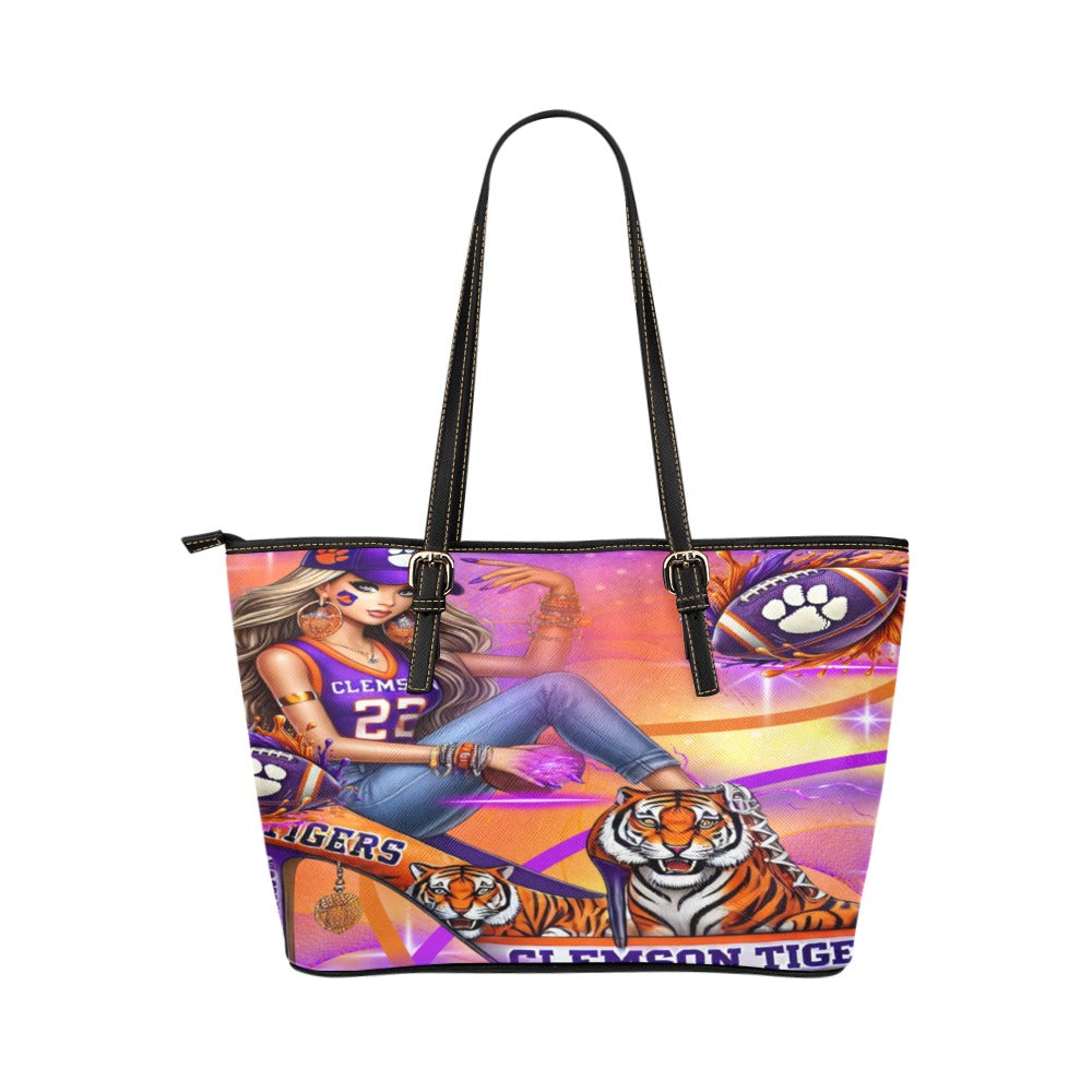Clemson High Heel Tote Leather Tote Bag/Large