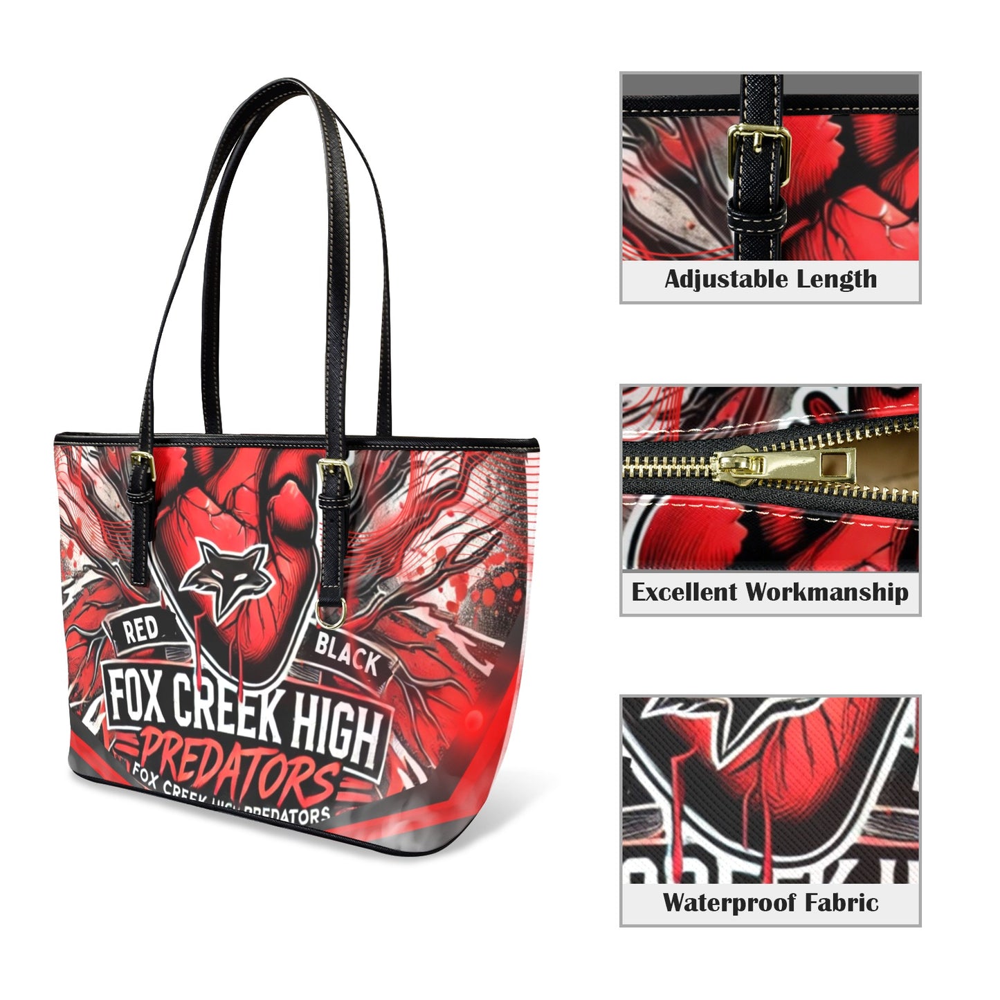 Fox Creek Leather Tote Bag-Small (Front & Back Printing)