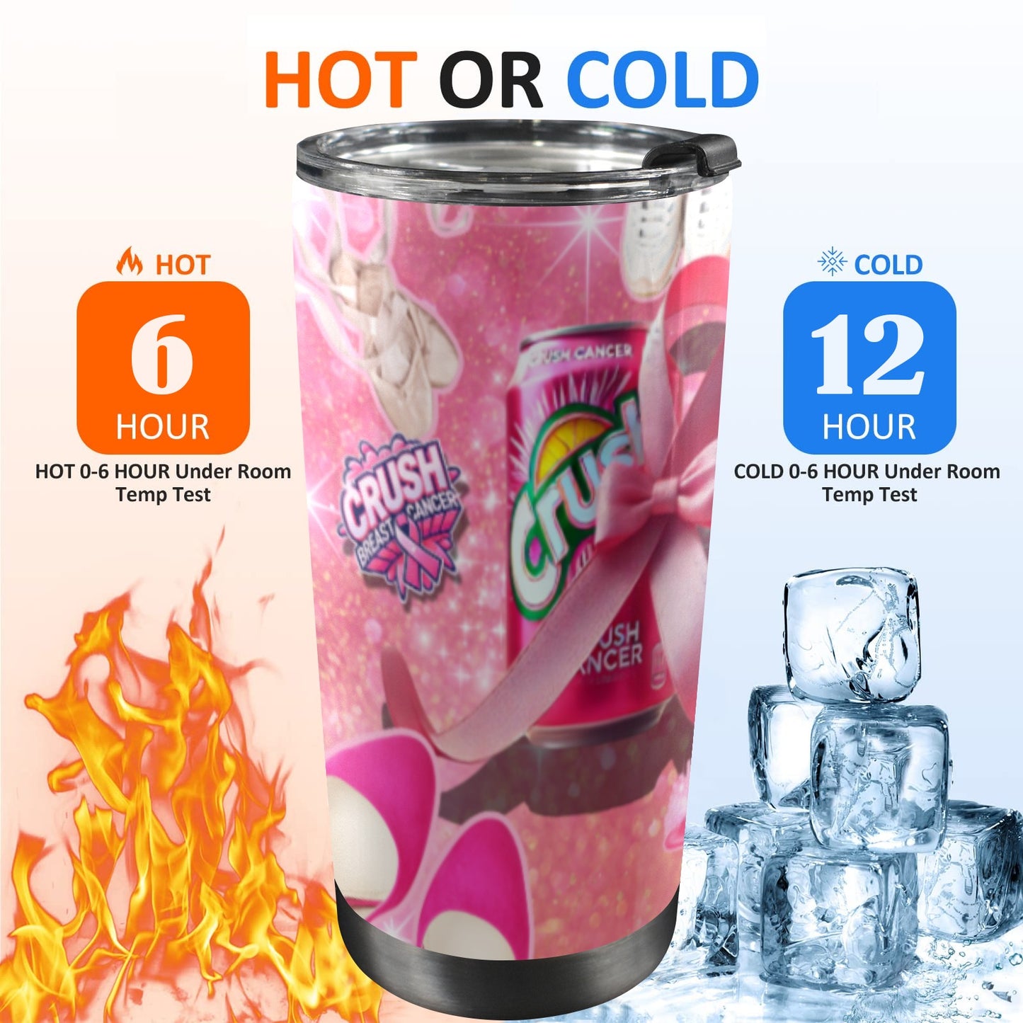 Breast Cancer Awareness thermal 20oz Mobile Tumbler with Lid (Black Lock)