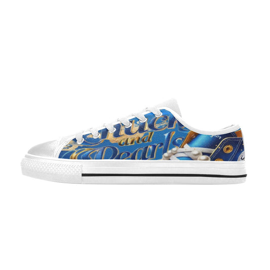 Blue and Gold Kamala Support shoes Women's Classic Canvas Shoes